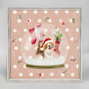 Holiday - Snow Globe - Beagle Mini Framed Canvas-Mini Framed Canvas-Jack and Jill Boutique