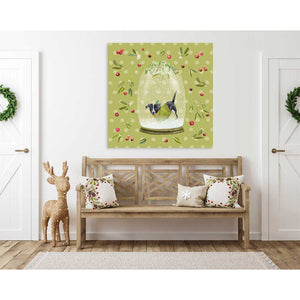Holiday - Snow Globe - Black And White Dog Canvas Wall Art-Canvas Wall Art-14x14-Jack and Jill Boutique