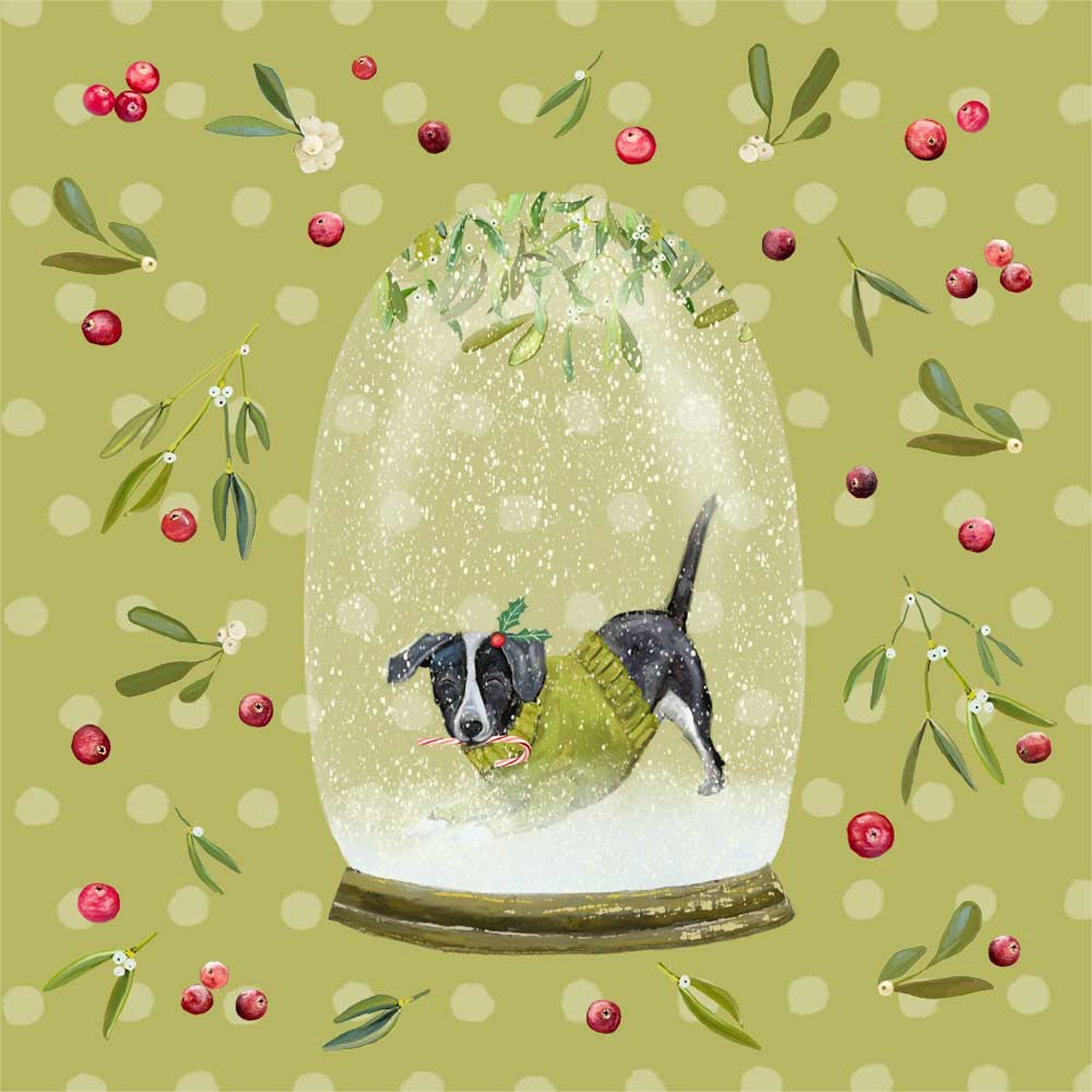 Holiday - Snow Globe - Black And White Dog Canvas Wall Art-Canvas Wall Art-10x10-Jack and Jill Boutique