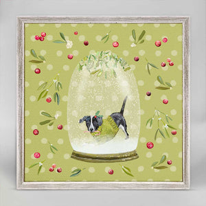 Holiday - Snow Globe - Black And White Dog Mini Framed Canvas-Mini Framed Canvas-Jack and Jill Boutique