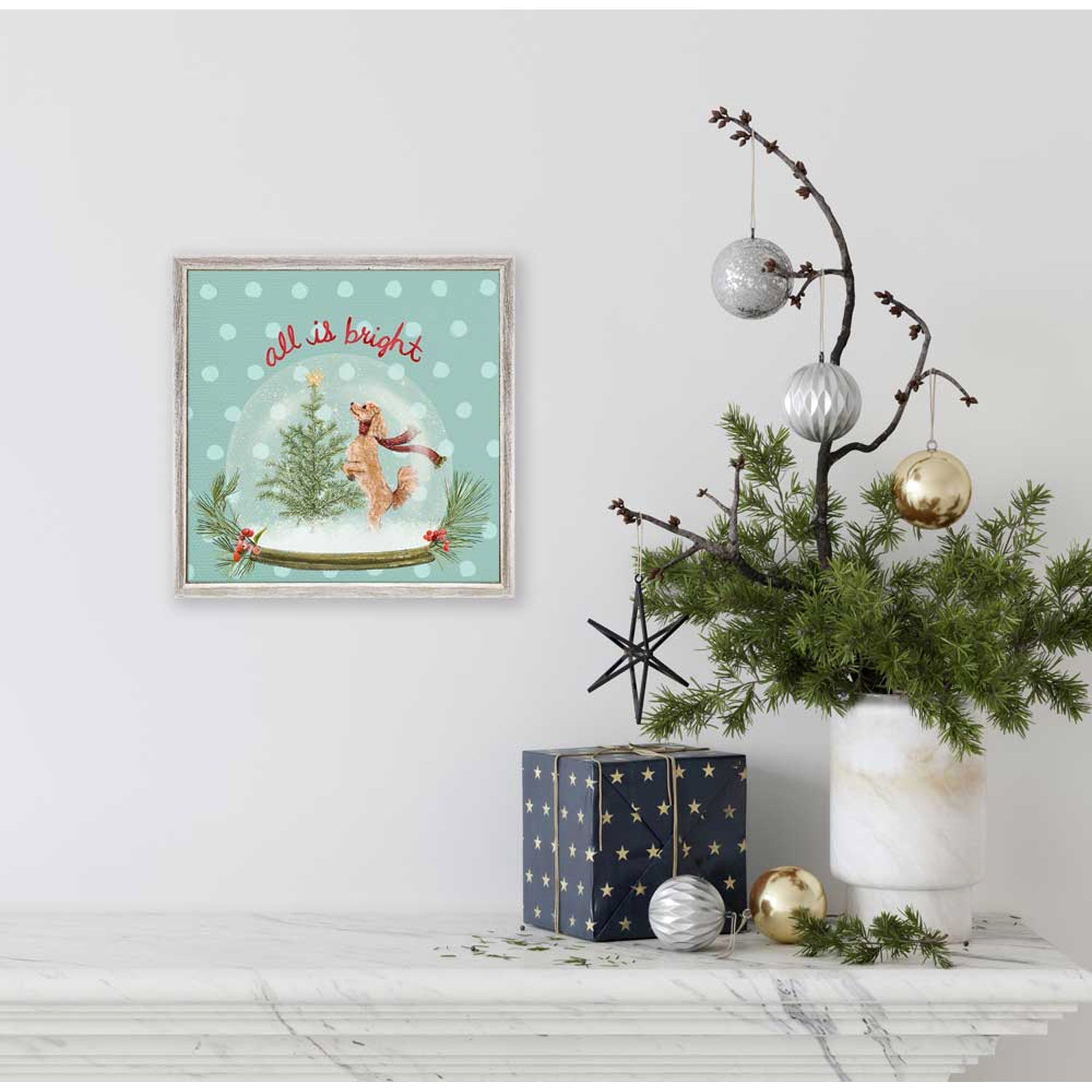 Holiday - Snow Globe - Poodle Mini Framed Canvas-Mini Framed Canvas-Jack and Jill Boutique