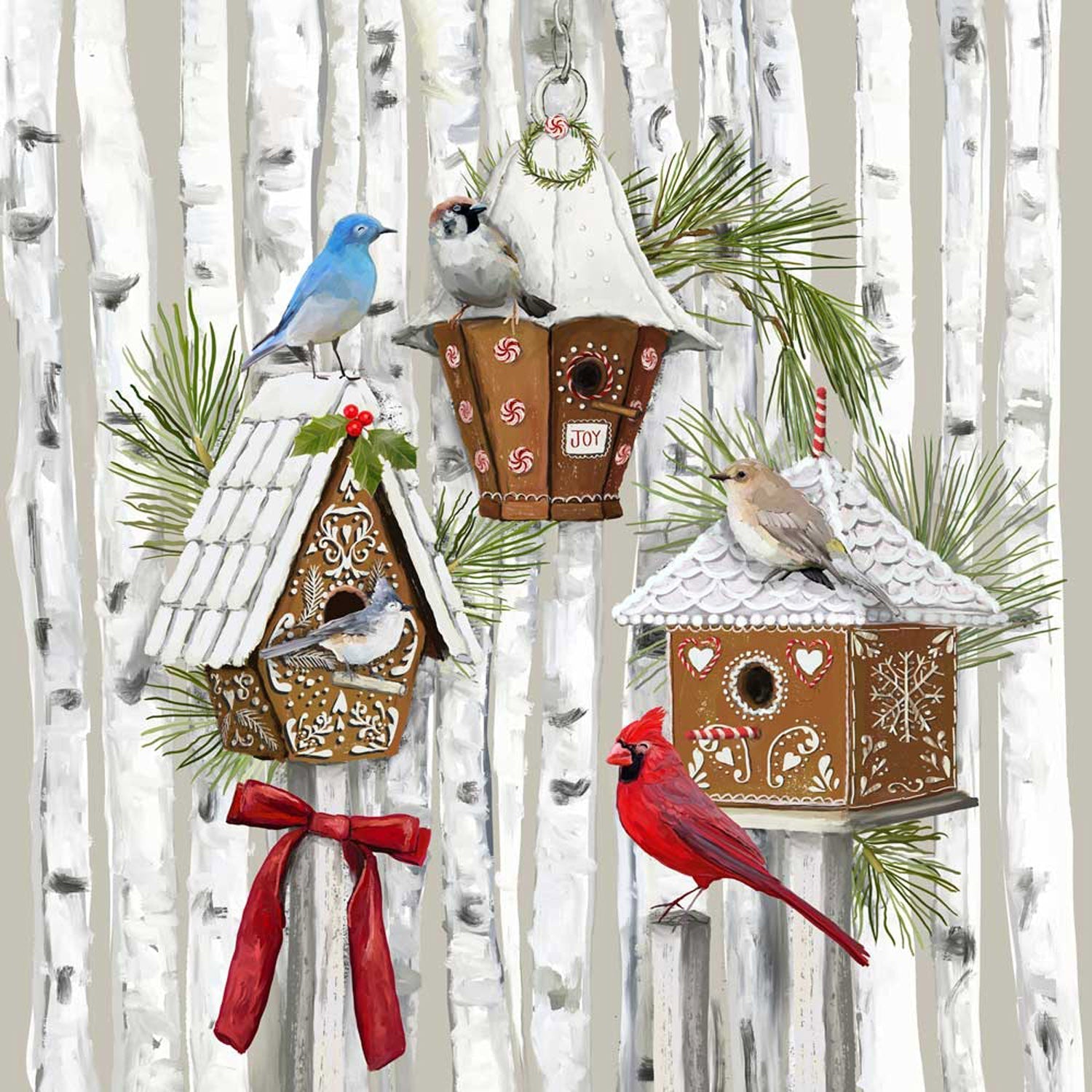 Holiday - Gingerbread Birds Canvas Wall Art-Canvas Wall Art-10x10-Jack and Jill Boutique