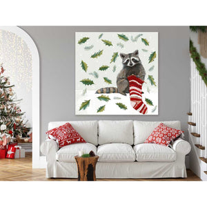 Holiday - Festive Knits Raccoon Canvas Wall Art-Canvas Wall Art-14x14-Jack and Jill Boutique