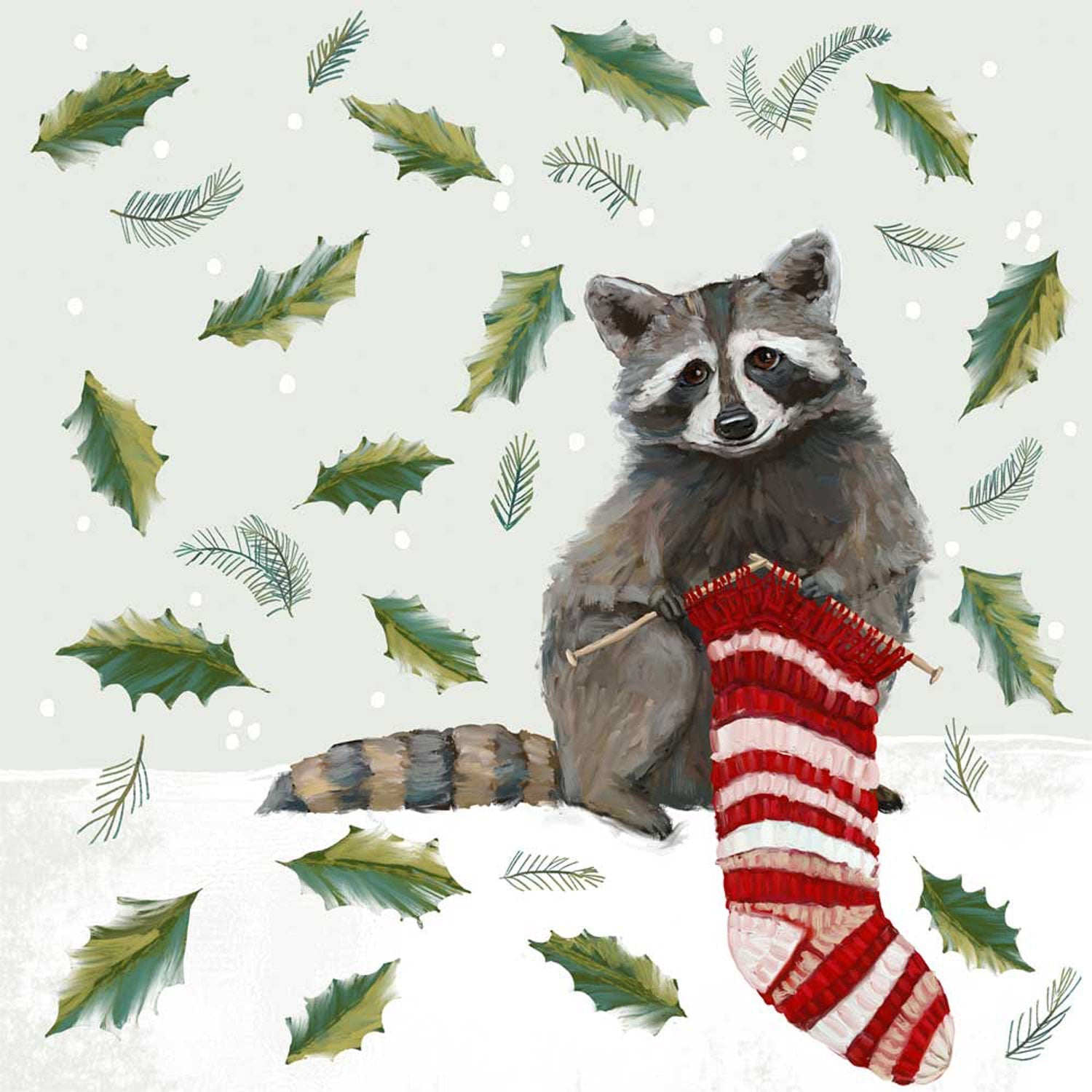 Holiday - Festive Knits Raccoon Canvas Wall Art-Canvas Wall Art-10x10-Jack and Jill Boutique