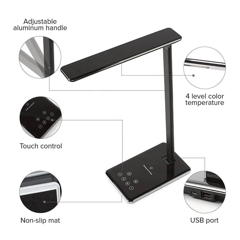 LED Desk Lamp with Qi-Enabled Wireless Charger, USB Charging Port, 2 Color Temperatures &amp; 8 Brightness Levels, 1 Hour Timer-Table Lamp-Jack and Jill Boutique