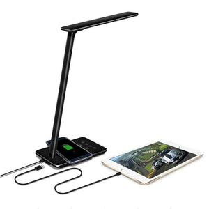 LED Desk Lamp with Qi-Enabled Wireless Charger, USB Charging Port, 2 Color Temperatures & 8 Brightness Levels, 1 Hour Timer-Table Lamp-Black-Jack and Jill Boutique