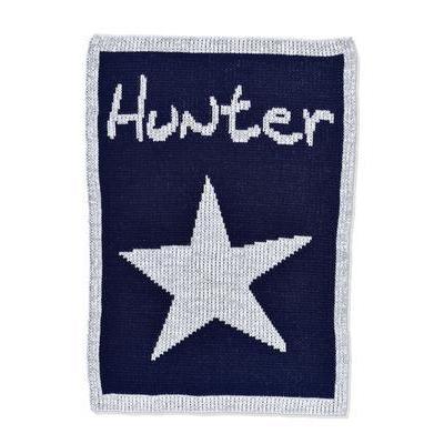 Metallic Single Star & Name Stroller Blanket or Baby Blanket-Blankets-Jack and Jill Boutique