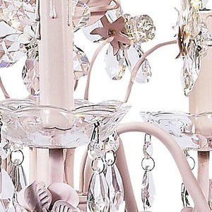 Alexa Crystal Flower 5 Light Chandelier - Pink-Chandeliers-Jack and Jill Boutique