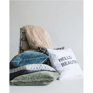 Velvet Pillow with Pom Pom Trim (4 Colors)-Pillow-Jack and Jill Boutique