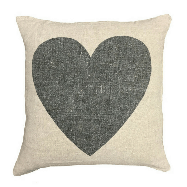 Black Heart Linen Pillow-Pillow-Jack and Jill Boutique