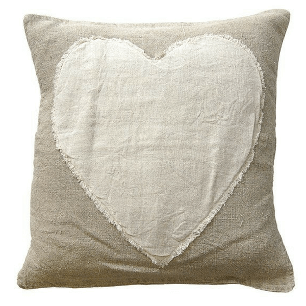 Heart Stitched Linen Pillow-Pillow-Jack and Jill Boutique