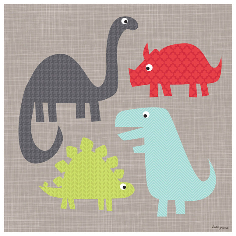 A Gathering of Dinosaurs Wall Art-Wall Art-18x18 Canvas-Jack and Jill Boutique