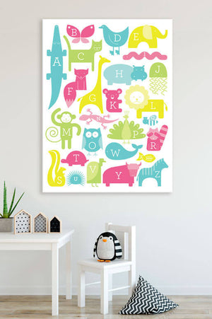 ABC Animalia - Pinks Wall Art-Wall Art-Jack and Jill Boutique