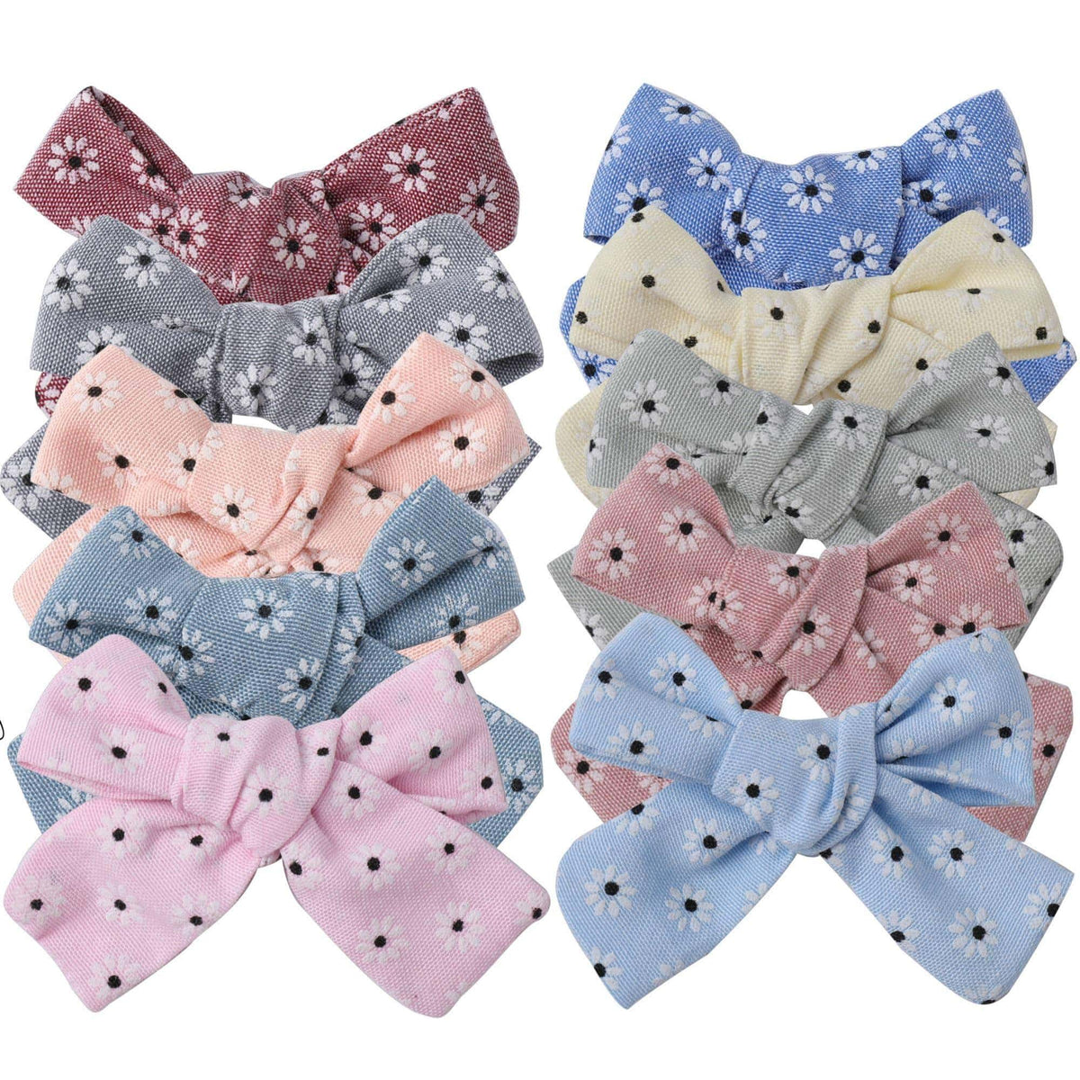 Floral hair clips bows for toddler girls - girl hair accessories barrettes - bow alligator clip for Teens Kids Toddlers (Linen Mix)-BEAUTY-Jack and Jill Boutique