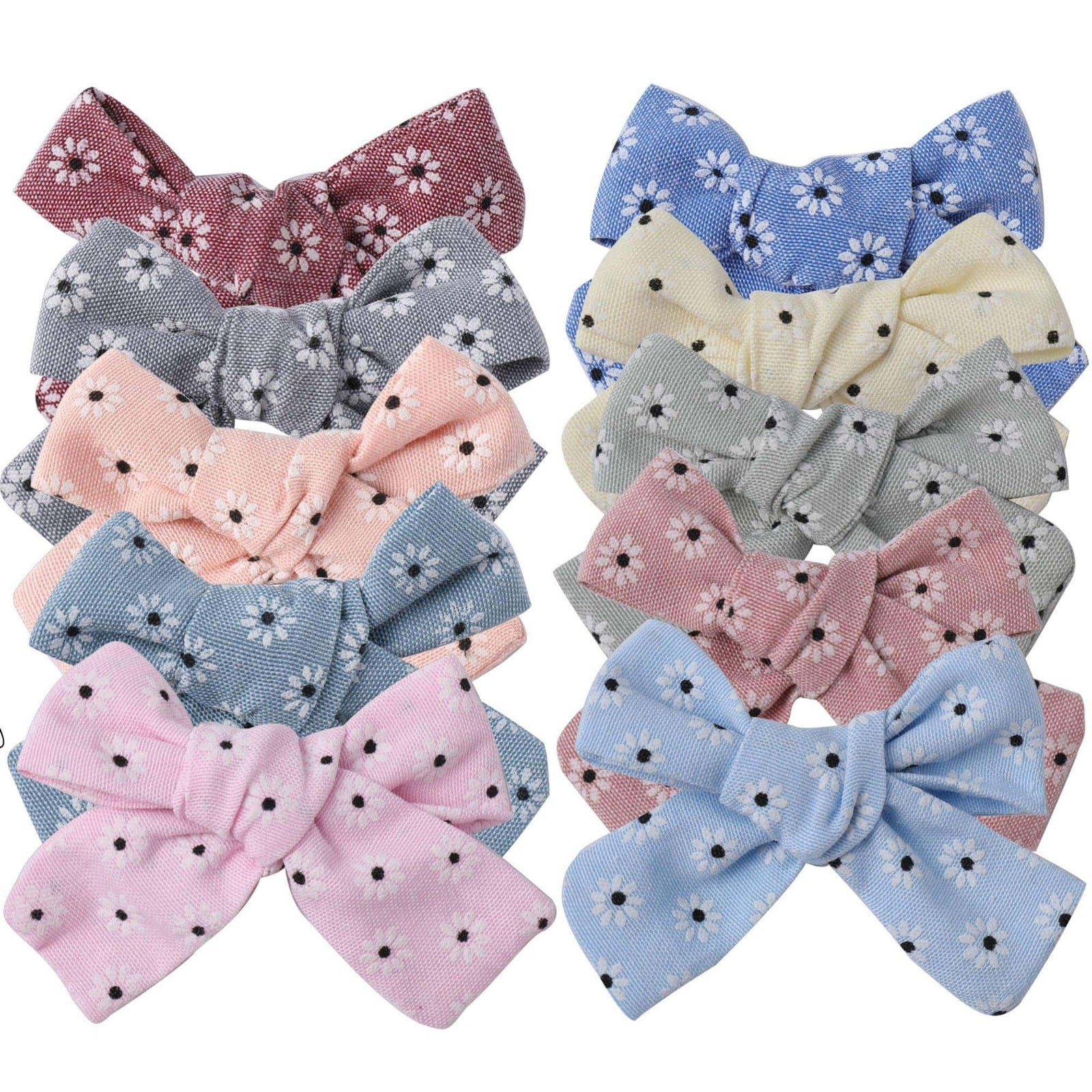 Floral hair clips bows for toddler girls - girl hair accessories barrettes - bow alligator clip for Teens Kids Toddlers (Linen Mix)-BEAUTY-Jack and Jill Boutique