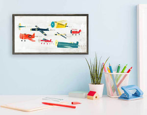 Airplanes On The Move - Mini Framed Canvas-Mini Framed Canvas-Jack and Jill Boutique