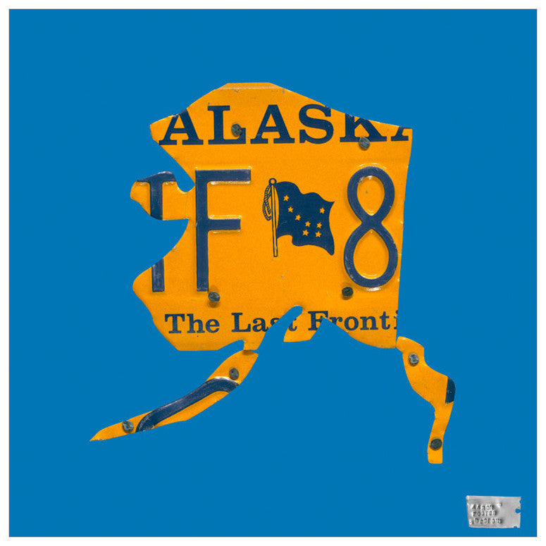 Alaska License Plate Map- BLUE Wall Art-Wall Art-14x14 Canvas-Jack and Jill Boutique