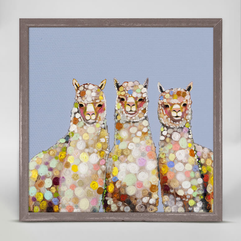 Alpaca Trio - Mini Framed Canvas-Mini Framed Canvas-Jack and Jill Boutique