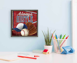 Always Hustle - Baseball Mini Framed Canvas-Mini Framed Canvas-Jack and Jill Boutique