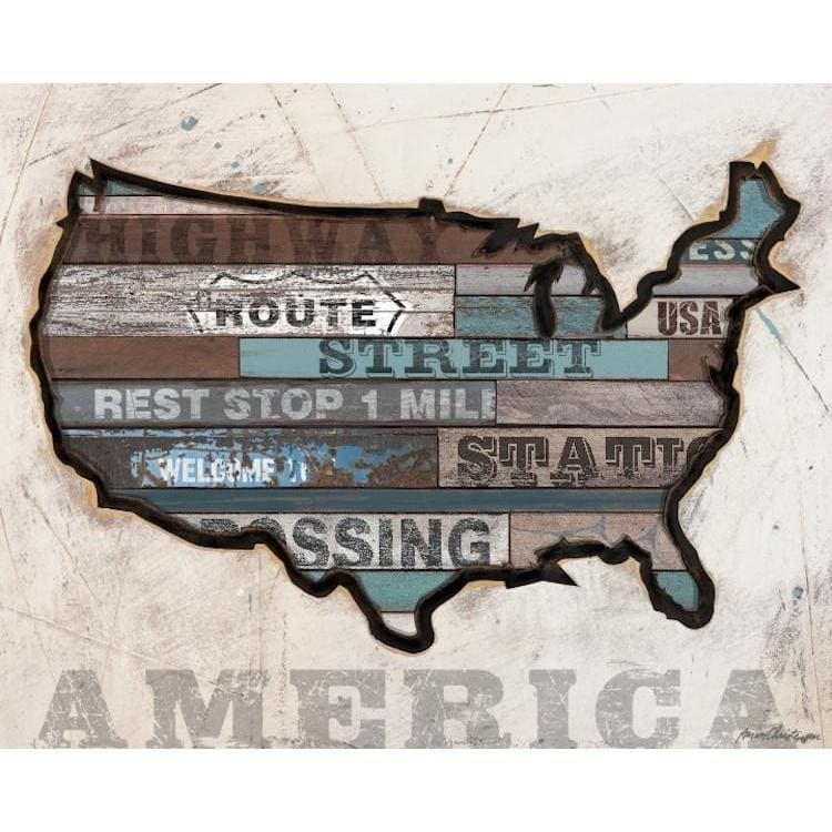 America Map | American Byways Collection | Canvas Art Prints-Canvas Wall Art-Jack and Jill Boutique