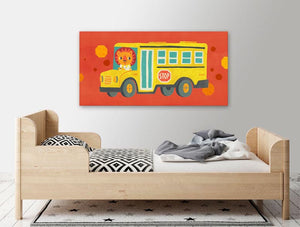 Animal Drivers - School Bus Wall Art-Wall Art-Jack and Jill Boutique