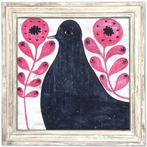 ART PRINT - BLACK BIRD IN FLOWERS-Art Print-Jack and Jill Boutique