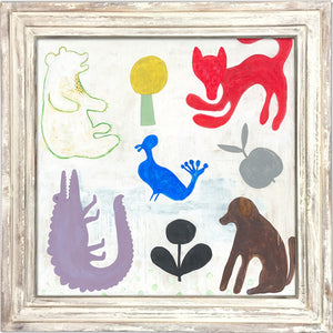 Art Print - Mr. Boyd's Animals-Art Print-36" x 36"-Whitewash Frame-Jack and Jill Boutique