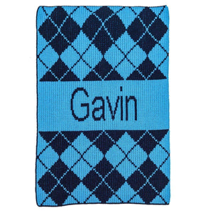 Argyle & Name Personalized Stroller Blanket or Baby Blanket-Blankets-Jack and Jill Boutique