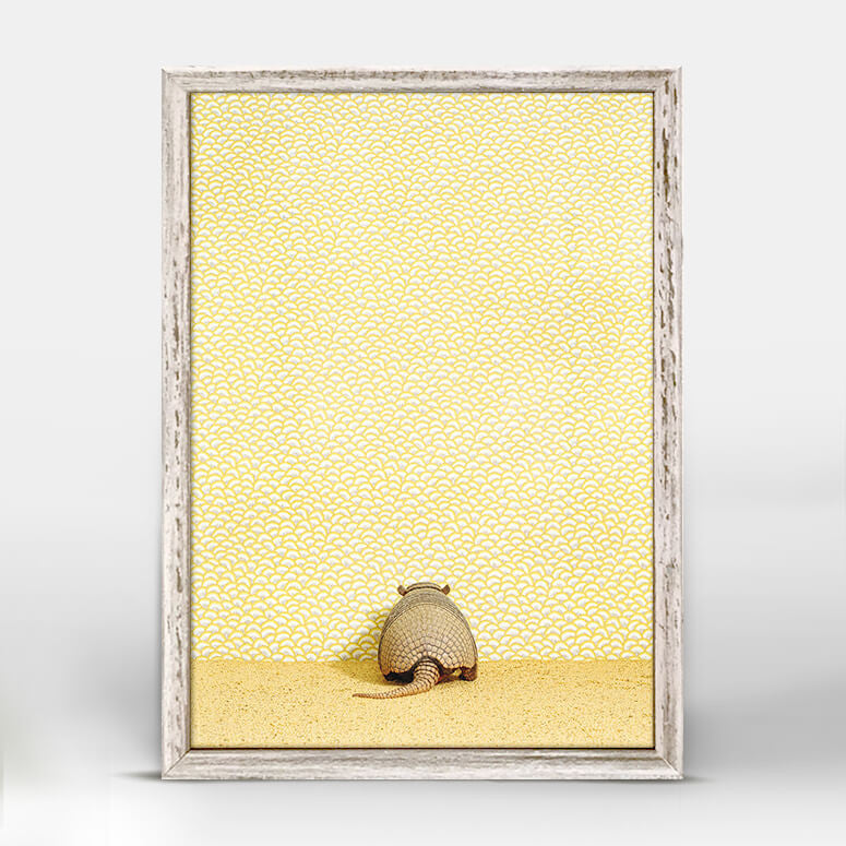 Armadillo On Yellow - Mini Framed Canvas-Mini Framed Canvas-Jack and Jill Boutique