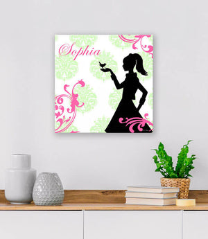 Audrey's Lovebird - Pink & Green Wall Art-Wall Art-Jack and Jill Boutique