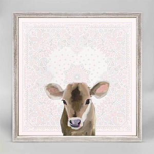 Baby Brown Cow - Bandana Mini Framed Canvas-Mini Framed Canvas-Jack and Jill Boutique