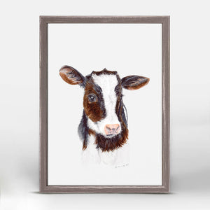 Baby Cow Portrait - Mini Framed Canvas-Mini Framed Canvas-Jack and Jill Boutique
