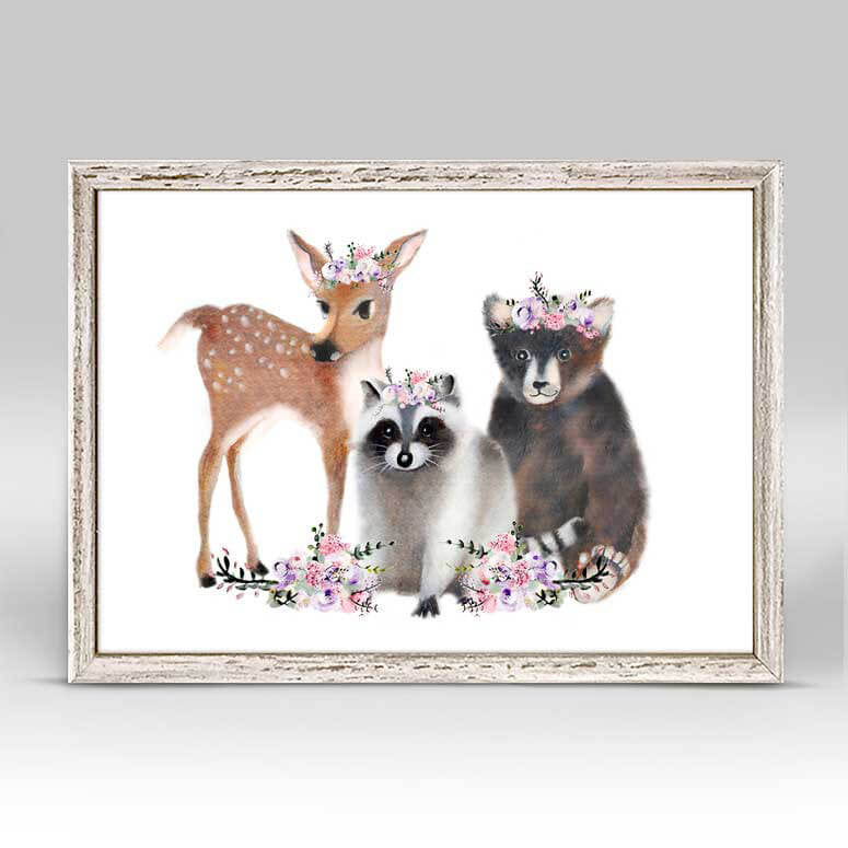 Baby Deer And Woodland Friends - Mini Framed Canvas-Mini Framed Canvas-Jack and Jill Boutique