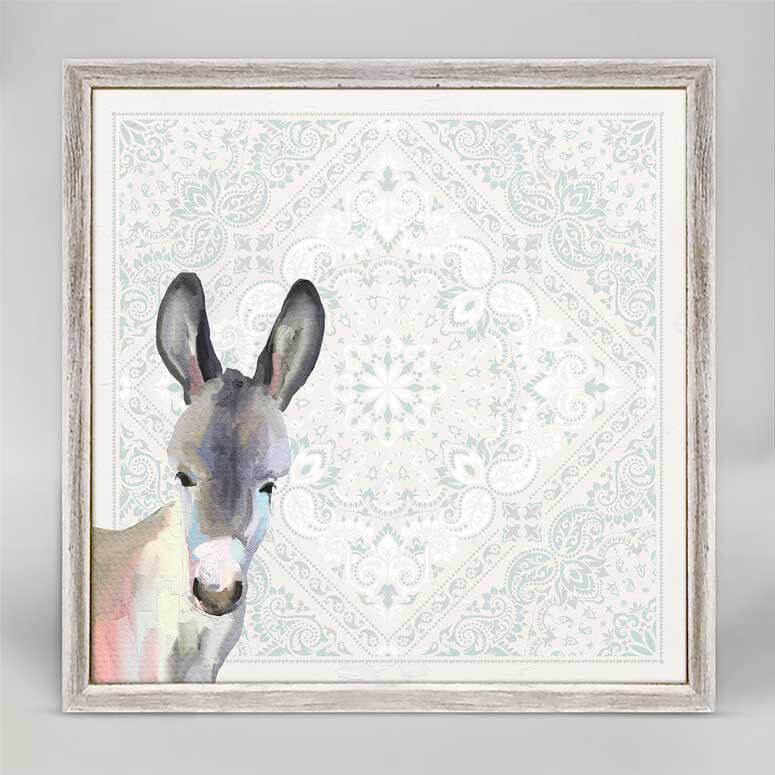 Baby Donkey - Bandana Mini Framed Canvas-Mini Framed Canvas-Jack and Jill Boutique