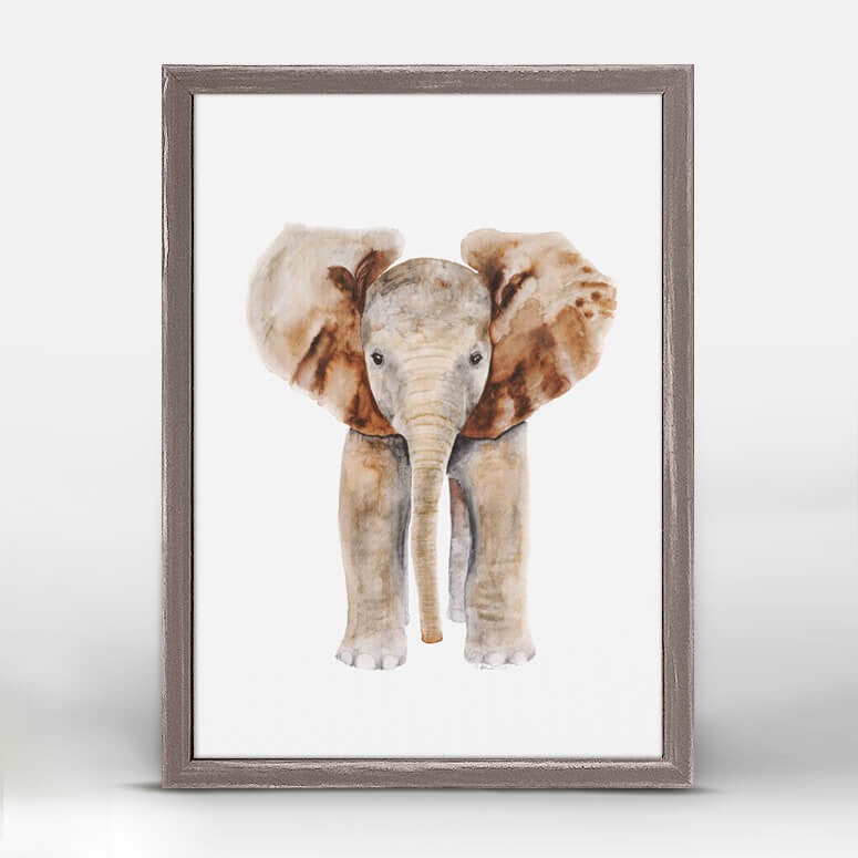 Baby Elephant Portrait - Mini Framed Canvas-Mini Framed Canvas-Jack and Jill Boutique