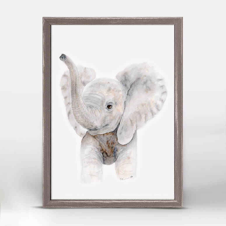 Baby Elephant Trumpet - Mini Framed Canvas-Mini Framed Canvas-Jack and Jill Boutique