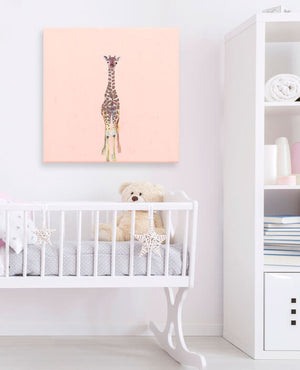 Baby Giraffe On Pink Wall Art-Wall Art-Jack and Jill Boutique