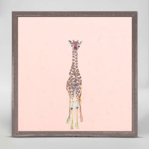 Baby Giraffe On Pink - Mini Framed Canvas-Mini Framed Canvas-Jack and Jill Boutique