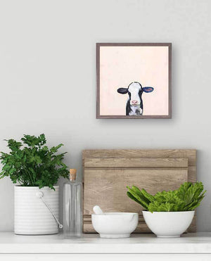 Baby Holstein Cow - Mini Framed Canvas-Mini Framed Canvas-Jack and Jill Boutique
