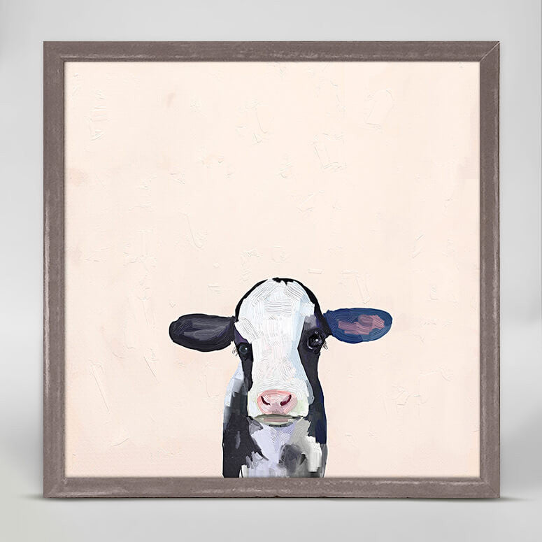 Baby Holstein Cow - Mini Framed Canvas-Mini Framed Canvas-Jack and Jill Boutique