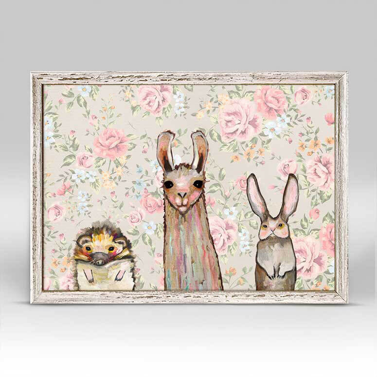 Baby Llama And Friends - Mini Framed Canvas-Mini Framed Canvas-Jack and Jill Boutique