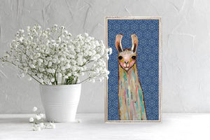 Baby Llama On Bohemian Pattern - Mini Framed Canvas-Mini Framed Canvas-Jack and Jill Boutique