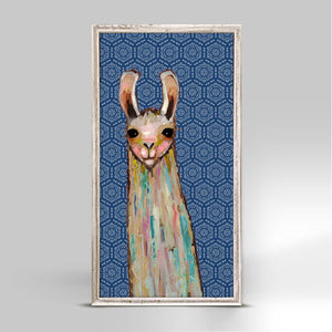 Baby Llama On Bohemian Pattern - Mini Framed Canvas-Mini Framed Canvas-Jack and Jill Boutique