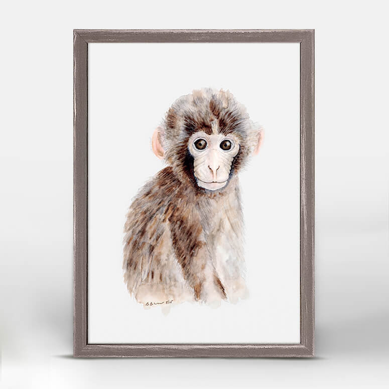 Baby Monkey Portrait - Mini Framed Canvas-Mini Framed Canvas-Jack and Jill Boutique