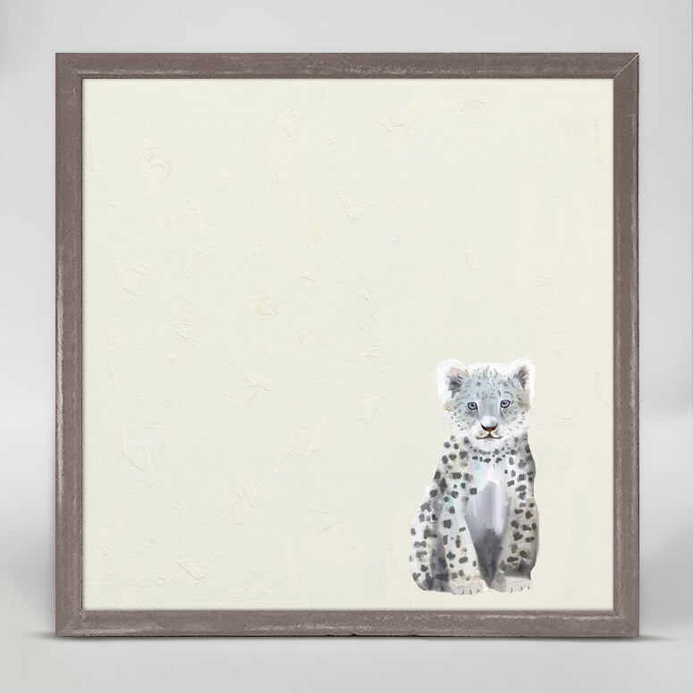 Baby Snow Leopard - Mini Framed Canvas-Mini Framed Canvas-Jack and Jill Boutique