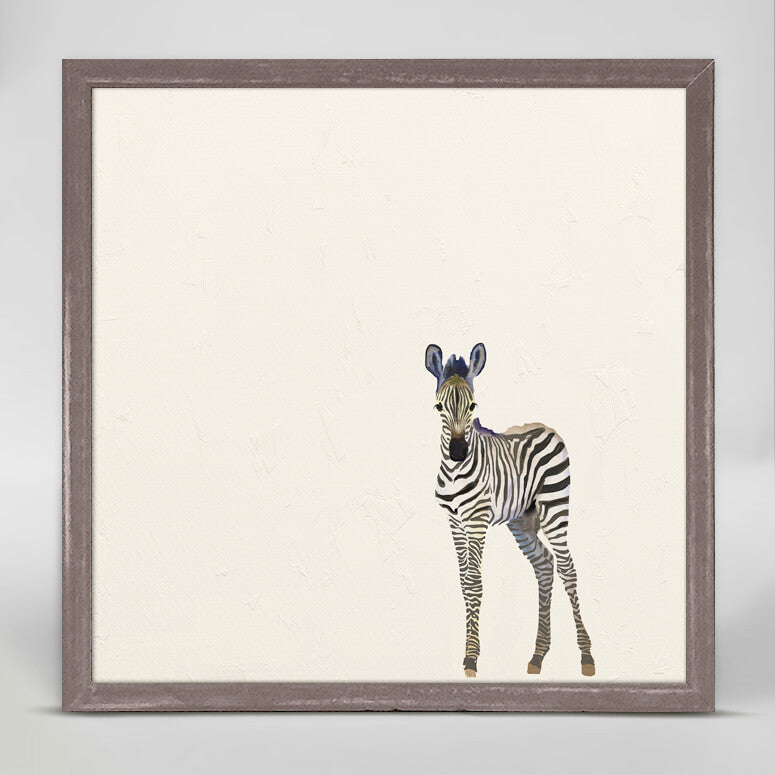 Baby Zebra - Cream Mini Framed Canvas-Mini Framed Canvas-Jack and Jill Boutique
