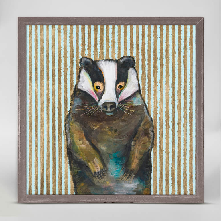 Badger With Gold Stripes - Mini Framed Canvas-Mini Framed Canvas-Jack and Jill Boutique
