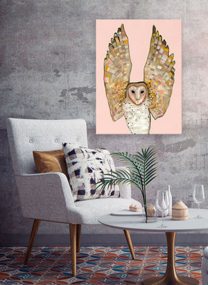 Barn Owl On Coral Wall Art-Wall Art-Jack and Jill Boutique