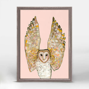 Barn Owl On Coral - Mini Framed Canvas-Mini Framed Canvas-Jack and Jill Boutique