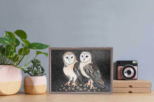 Barn Owl Pair - Mini Framed Canvas-Mini Framed Canvas-Jack and Jill Boutique